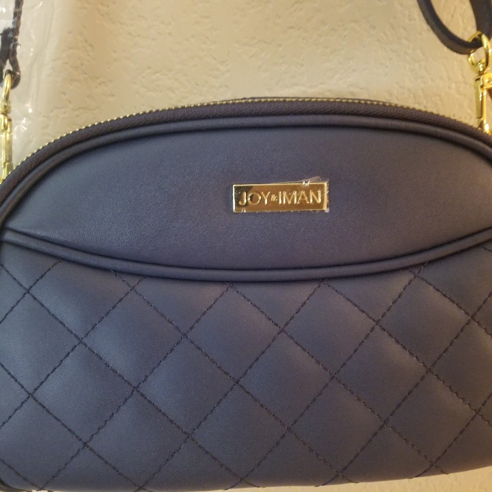 JOY & IMAN Diamond Quilted Leather Crossbo